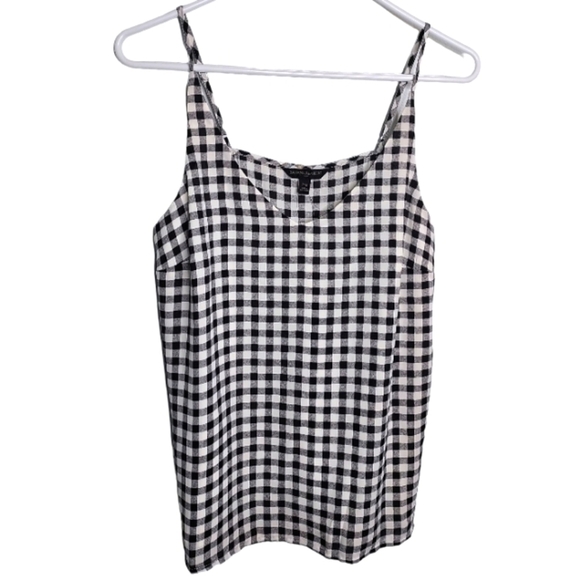 BANANA Republic Black & White Checkered Spaghetti Top Size Medium Petite NWT - Picture 1 of 5